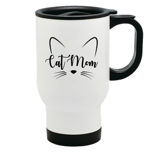 Metal Coffee and Tea Travel Mug Cat Mom Whiskers