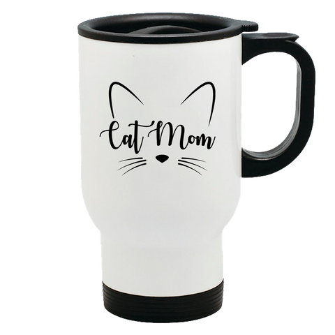 Image of Metal Coffee and Tea Travel Mug Cat Mom Whiskers