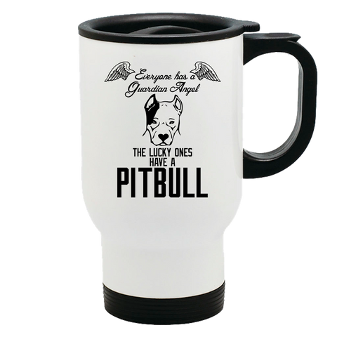 Image of Metal Coffee and Tea Travel Mug The Lucky Ones Have a Pitbull