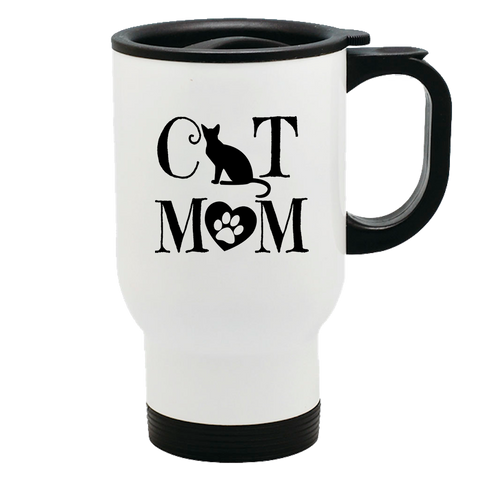 Image of Metal Coffee and Tea Travel Mug Cat Mom Heart