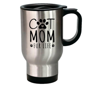 Metal Coffee and Tea Travel Mug Cat Mom Fur Life