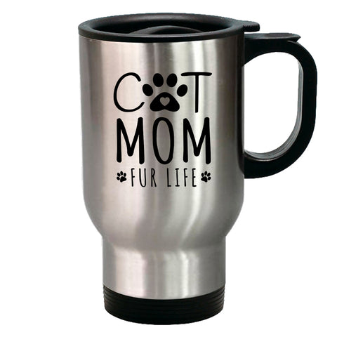 Image of Metal Coffee and Tea Travel Mug Cat Mom Fur Life
