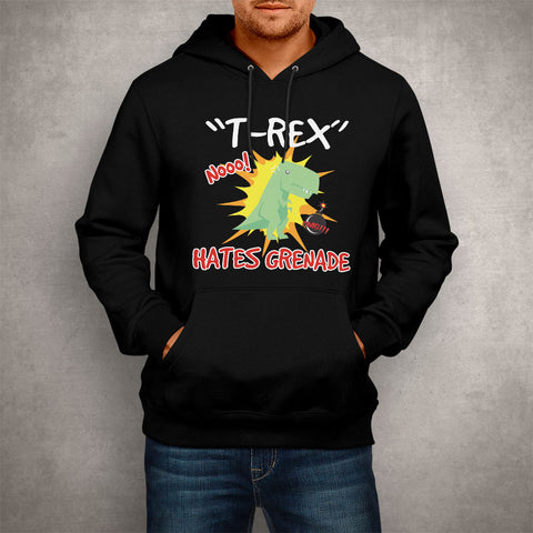 Image of Unisex Hoodie T-Rex Hates Grenade