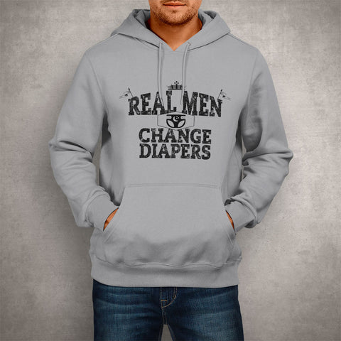 Image of Unisex Hoodie Real Men Chang Diapers