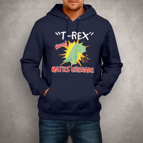 Image of Unisex Hoodie T-Rex Hates Grenade