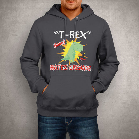 Image of Unisex Hoodie T-Rex Hates Grenade