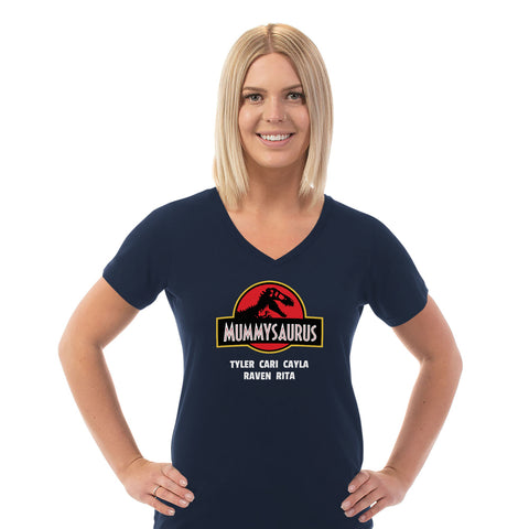 Image of Mummysaurus Personalized Ladies V Neck Tee