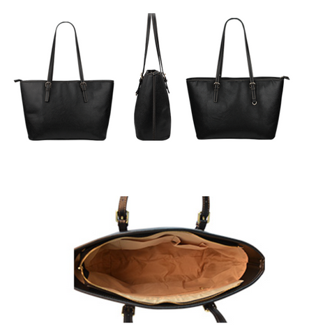 Image of US Flag Small Leather Tote Bag