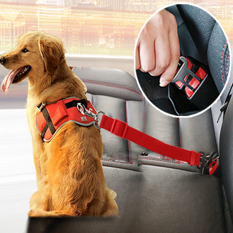 Image of Adjustable Car Safety Seat Belt Pet Leash