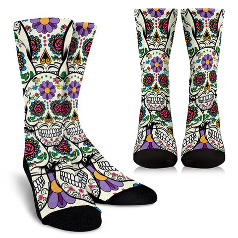 Image of Violet Sugar Skull Crew Socks