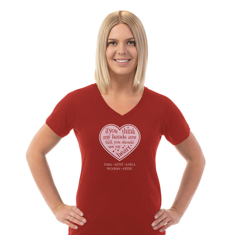 Image of Full Heart Personalized Ladies V Neck Tee