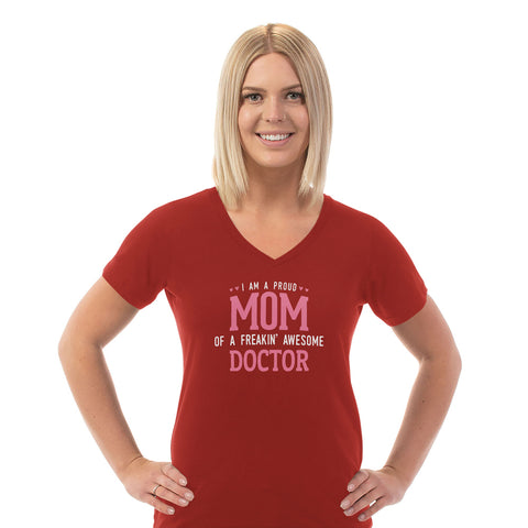 Image of Proud Mom Personalized Ladies V Neck Tee
