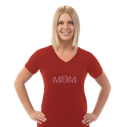 Image of Mom Personalized Ladies V Neck Tee