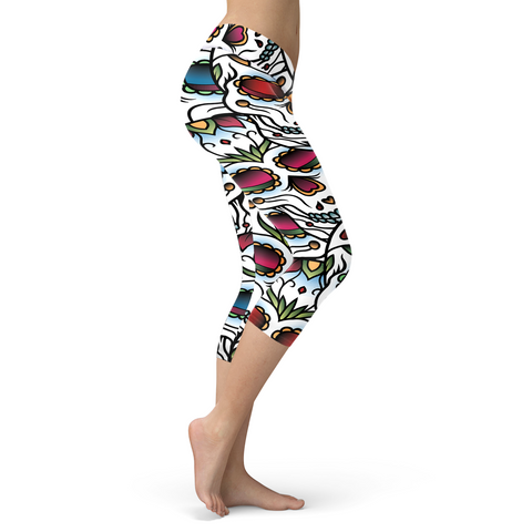 Image of Sugar Skull Capris Colorful