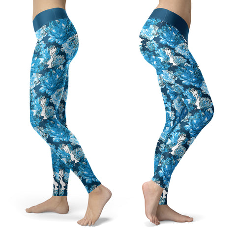 Image of Watercolor Unicorn Flower Leggings