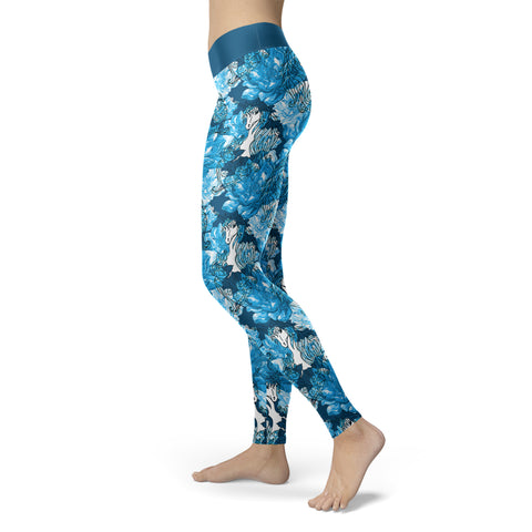 Image of Watercolor Unicorn Flower Leggings