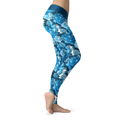 Image of Watercolor Unicorn Flower Leggings