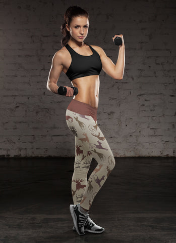 Image of Hunting Leggings Beige Deer