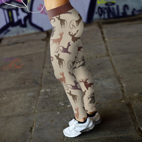 Image of Hunting Leggings Beige Deer