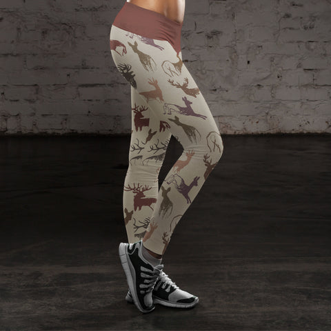 Image of Hunting Leggings Beige Deer