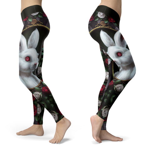 Image of Wonderland Leggings Classic Alice Adventure Rabbit