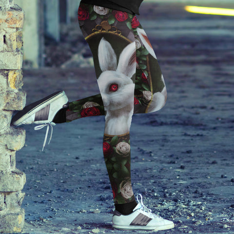 Image of Wonderland Leggings Classic Alice Adventure Rabbit