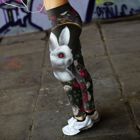 Image of Wonderland Leggings Classic Alice Adventure Rabbit
