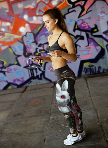 Image of Wonderland Leggings Classic Alice Adventure Rabbit