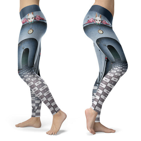 Image of Wonderland Leggings Follow The Rabbit