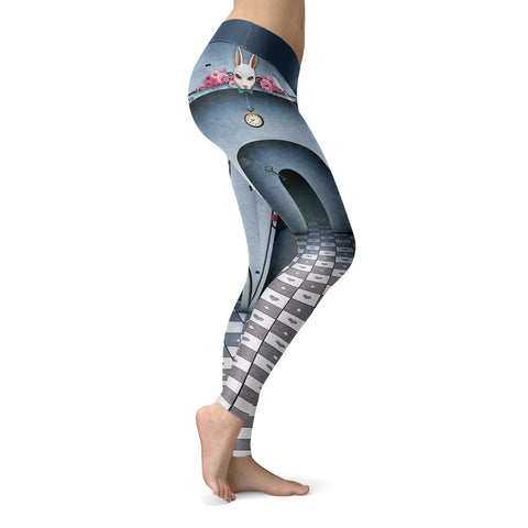 Image of Wonderland Leggings Follow The Rabbit