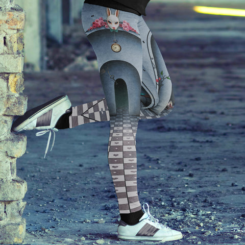 Image of Wonderland Leggings Follow The Rabbit
