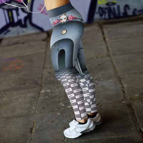 Image of Wonderland Leggings Follow The Rabbit