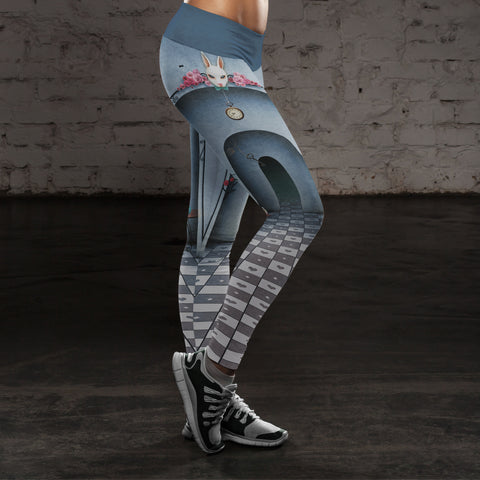 Image of Wonderland Leggings Follow The Rabbit
