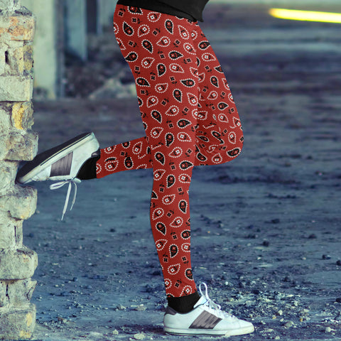 Image of Red Classic Western Bandanna Leggings