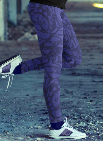 Image of Native Pattern Blue Leggings