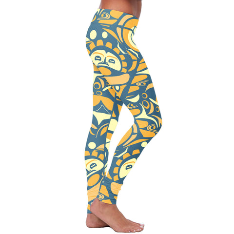 Image of Native Pattern Blue and Orange Leggings