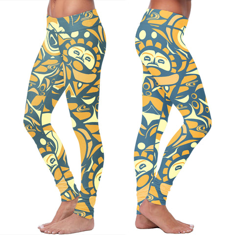 Image of Native Pattern Blue and Orange Leggings