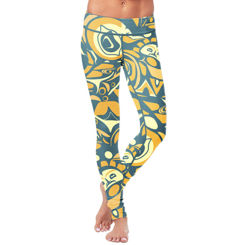 Image of Native Pattern Blue and Orange Leggings
