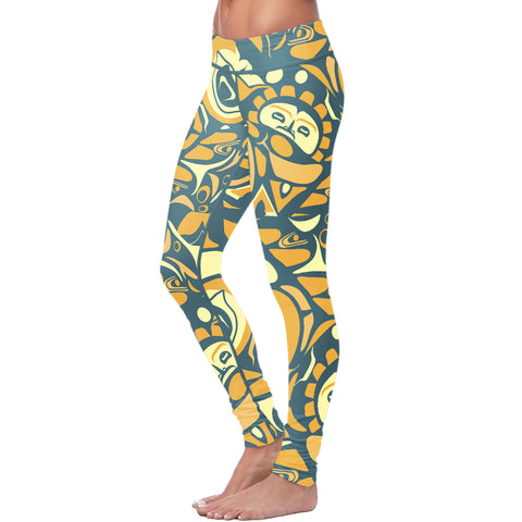 Image of Native Pattern Blue and Orange Leggings