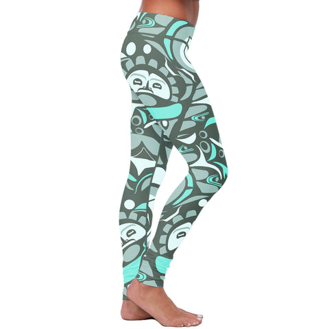 Image of Native Pattern Green Leggings
