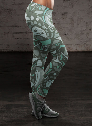 Image of Native Pattern Green Leggings