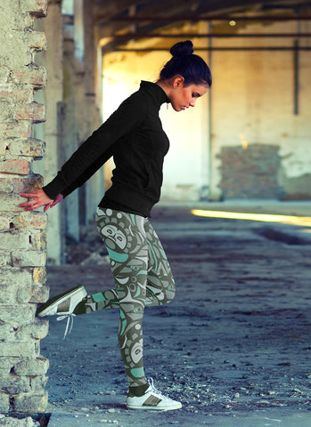 Image of Native Pattern Green Leggings