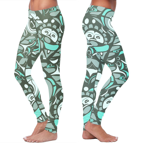 Image of Native Pattern Green Leggings