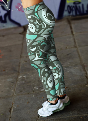 Image of Native Pattern Green Leggings