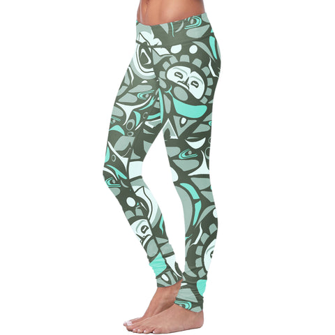 Image of Native Pattern Green Leggings