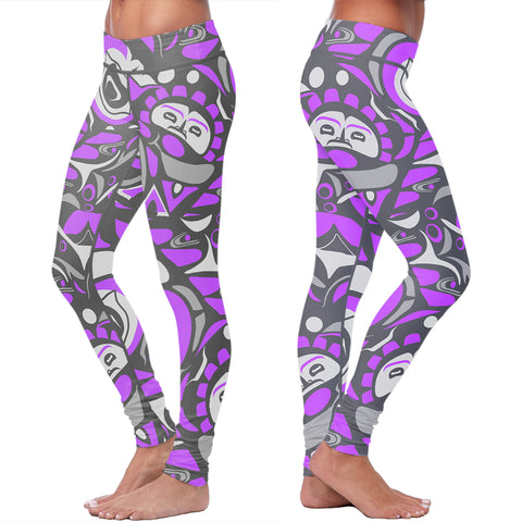 Image of Native Pattern Purple and Gray Leggings