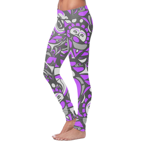 Image of Native Pattern Purple and Gray Leggings