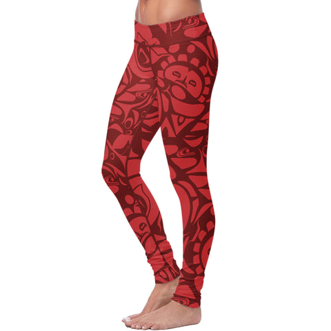 Image of Native Pattern Red Leggings