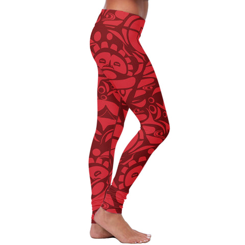 Image of Native Pattern Red Leggings