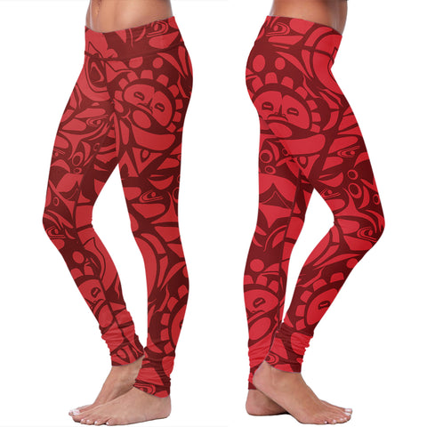 Image of Native Pattern Red Leggings